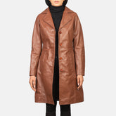 Vakos Brown Leather Coat Jacket