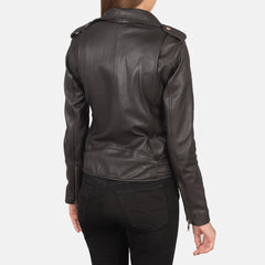 Xapum Brown Leather Biker Jacket