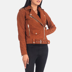Xapum Brown Suede Biker Jacket