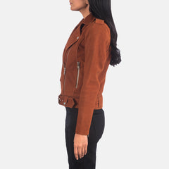 Xapum Brown Suede Biker Jacket