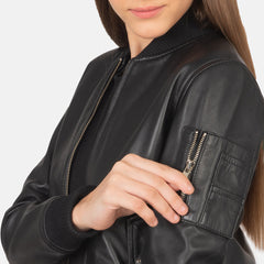 Tarar Black Leather Bomber Jacket