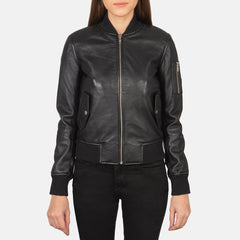 Tarar Black Leather Bomber Jacket