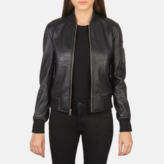 Tarar Black Leather Bomber Jacket