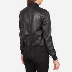 Tarar Black Leather Bomber Jacket