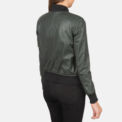Tarar Green Leather Bomber Jacket