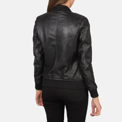 Nadas Black Leather Bomber Jacket