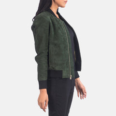 Nadas Green Suede Bomber Jacket