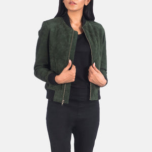 Nadas Green Suede Bomber Jacket