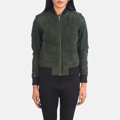 Nadas Green Suede Bomber Jacket