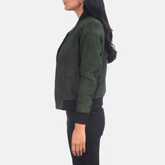 Nadas Green Suede Bomber Jacket