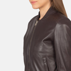 Nadas Maroon Leather Bomber Jacket