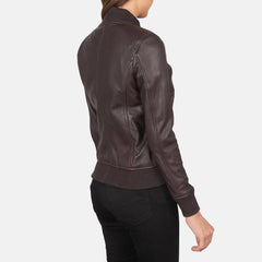 Nadas Maroon Leather Bomber Jacket
