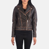 Wysor Brown Leather Quilted Biker Jacket