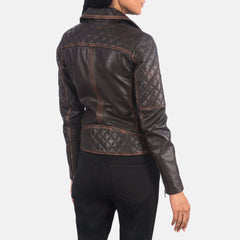 Wysor Brown Leather Quilted Biker Jacket