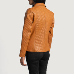 Ridum Brown Leather Quilted Blazer Jacket