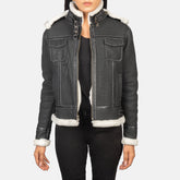 Koton Black Leather Hooded Jacket