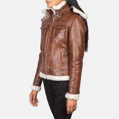 Koton Brown Leather Hooded Jacket
