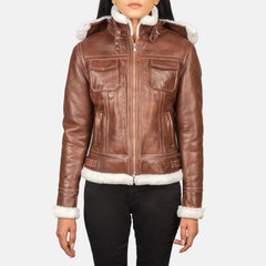 Koton Brown Leather Hooded Jacket