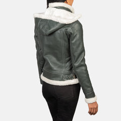 Koton Green Leather Hooded Jacket