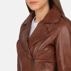 Elsus Brown Leather Biker Jacket