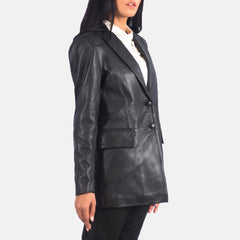 Dagas Black Leather Blazer Jacket