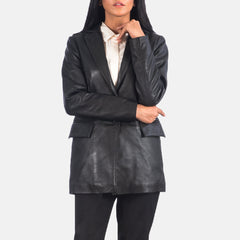 Dagas Black Leather Blazer Jacket