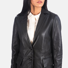 Dagas Black Leather Blazer Jacket
