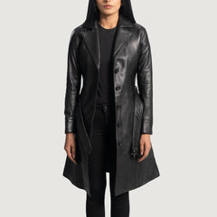 Sator Black Leather Coat Jacket