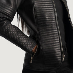 Maken Black Leather Quilted Jacket