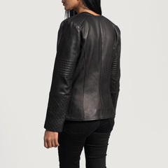 Maken Black Leather Quilted Jacket