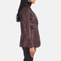 Kedum Maroon Leather Blazer Jacket