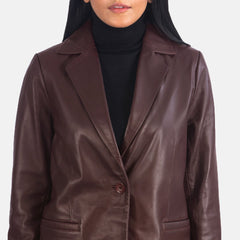 Kedum Maroon Leather Blazer Jacket