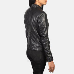Jotean Black Leather Biker Jacket