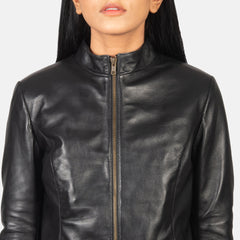 Jotean Black Leather Biker Jacket