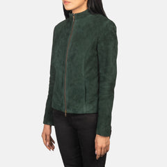 Jotean Green Suede Biker Jacket