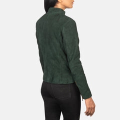 Jotean Green Suede Biker Jacket