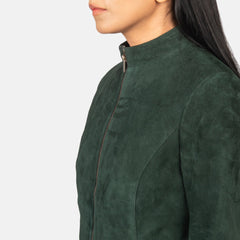 Jotean Green Suede Biker Jacket
