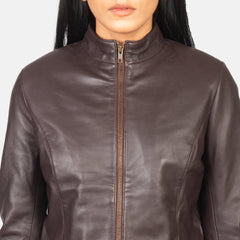 Jotean Maroon Leather Biker Jacket