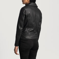 Silen Black Leather Biker Jacket