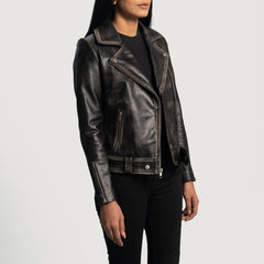 Silen Brown Leather Biker Jacket