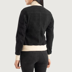 Pakian Black Suede Bomber Jacket