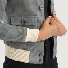 Pakian Grey Suede Bomber Jacket