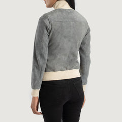 Pakian Grey Suede Bomber Jacket