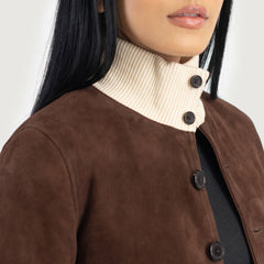Pakian Mocha Suede Bomber Jacket