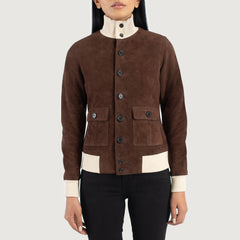 Pakian Mocha Suede Bomber Jacket