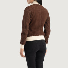 Pakian Mocha Suede Bomber Jacket