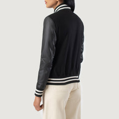 Orsos Black Leather Varsity Jacket