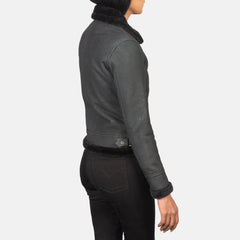 Zesen Black Leather Bomber Jacket