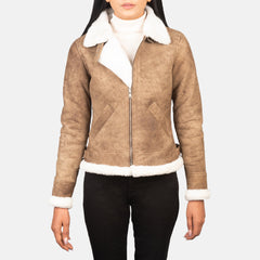 Zesen Brown Leather Bomber Jacket