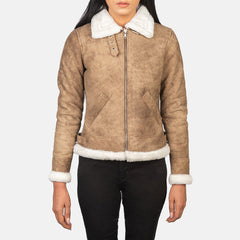 Zesen Brown Leather Bomber Jacket